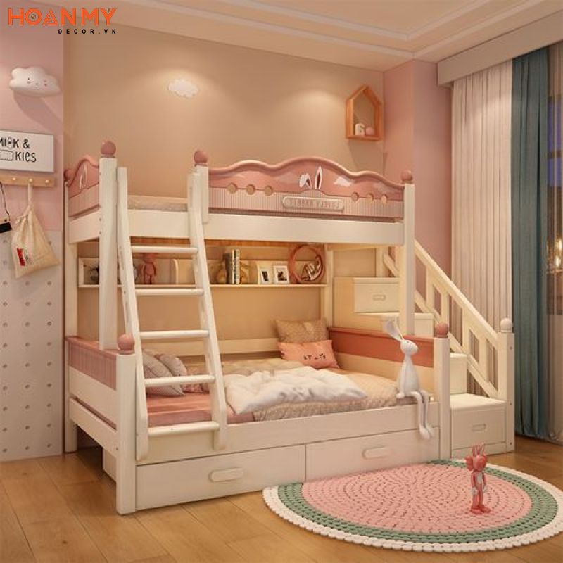 Thiết kế phòng ngủ cho 2 chị em với giường tầng
