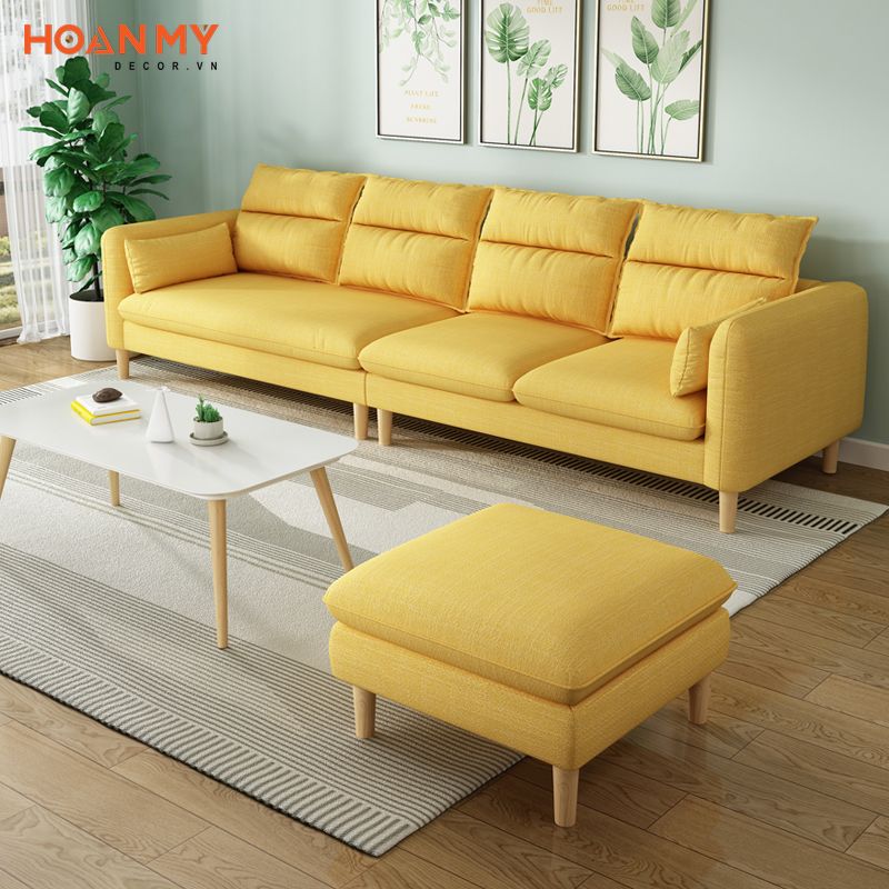 Những mẫu sofa hình chữ I kết hợp đôn đơn giản nhỏ gọn