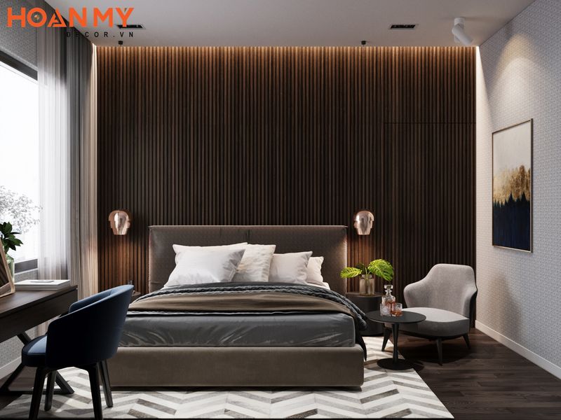 Nội thất phòng ngủ thiết kế ấn tượng tinh tế với chất liệu gỗ công nghiệp