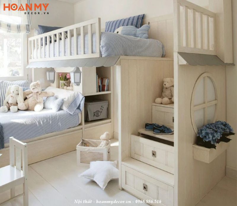 Những mẫu giường tầng thiết kế ấn tượng tinh tế với chất liệu gỗ công nghiệp vuông góc