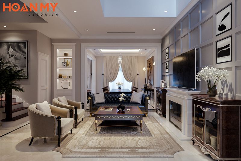 Mẫu trần thạch cao hiện đại giúp cho không gian phòng khách trở nên tinh tế sang trọng hơn - M2