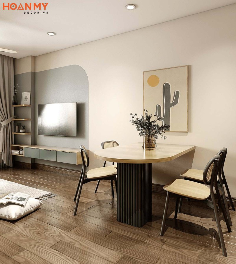 Không gian bếp và phòng khách được thiết kế mở để tạo sự rộng rãi