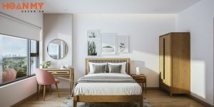 Thiết kế nội thất phòng ngủ gỗ Sồi hiện đại, đơn giản