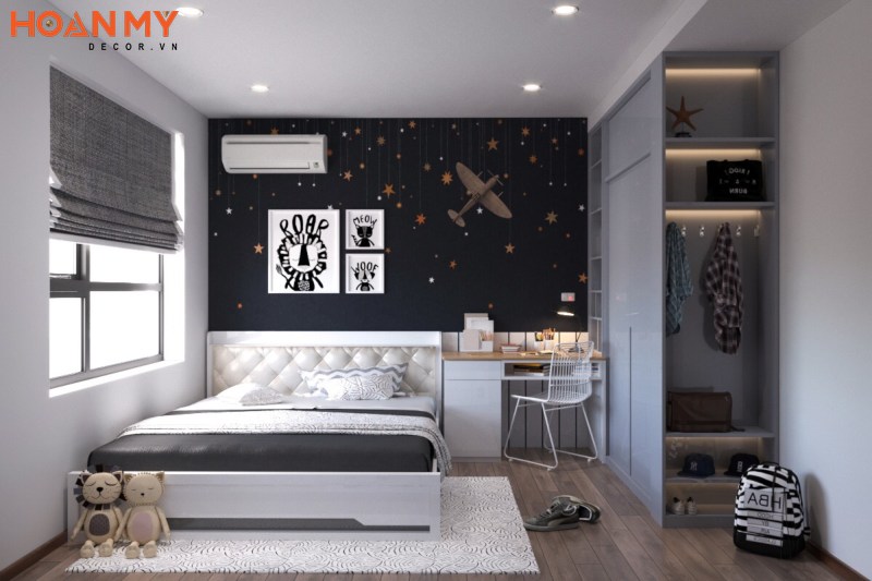 Thiết kế nội thất phòng ngủ màu đen đẹp cho con gái