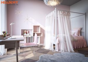 Phòng ngủ màu hồng cực ngọt ngào và nữ tính