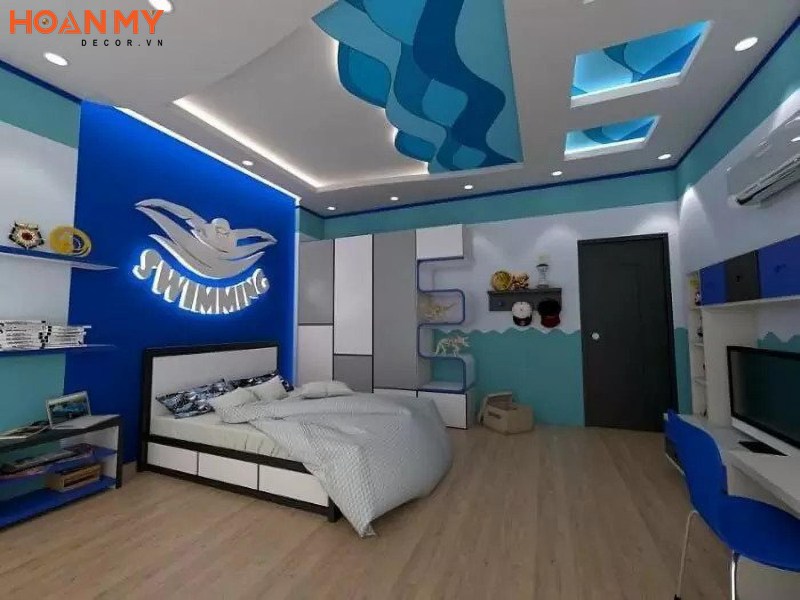 Trần thạch cao phòng ngủ trẻ em hiện đại