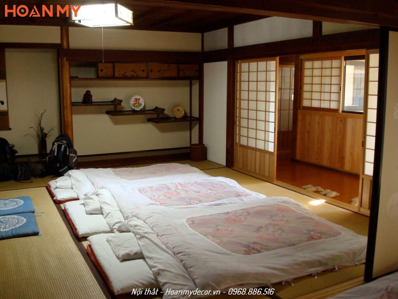 Phòng ngủ kiểu Nhật sử dụng giường trệt hoặc không giường