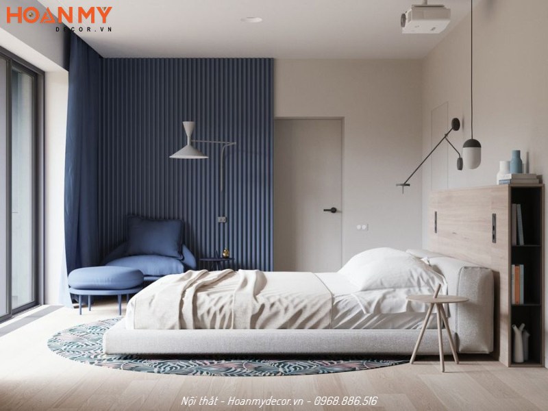Bố trí nội thất phòng ngủ tối giản giúp tiết kiệm thời gian dọn dẹp