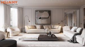 Thiết kế nội thất căn hộ chung cư 110m2 phong cách châu Âu 2 phòng ngủ