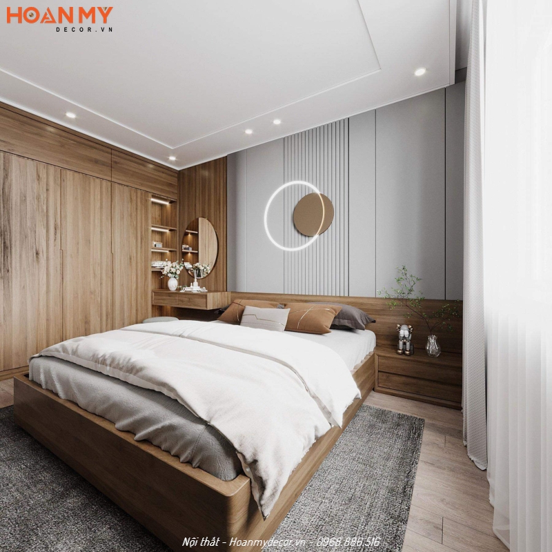 Thiết kế nội thất chung cư The Charm An Hưng 3 phòng ngủ với gỗ Óc Chó