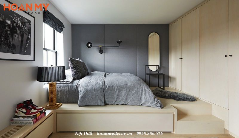 Thiết kế phòng ngủ dài hẹp tối giản hóa nội thất