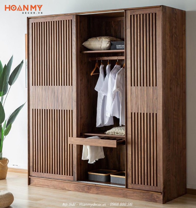 Tủ quần áo gỗ tự nhiên hiện đại mang phong cách hiện đại