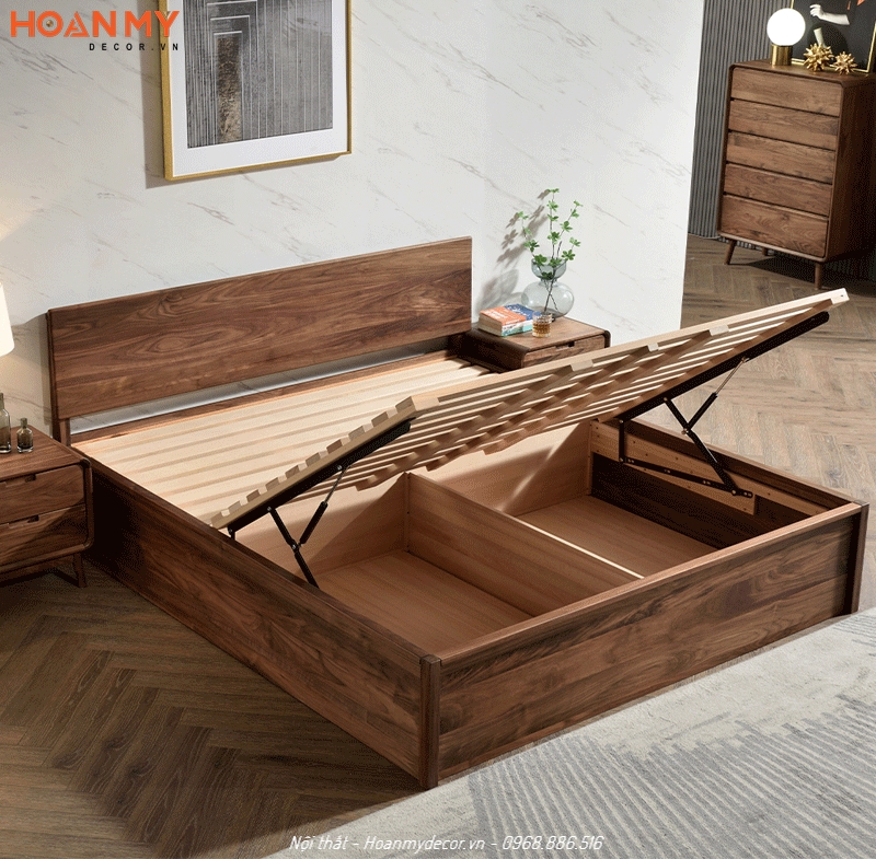 Giường ngủ gỗ công nghiệp Veneer sang trọng