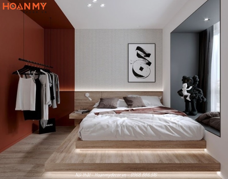 Giường ngủ vân Veneer đa dạng kiểu dáng cho bạn lựa chọn