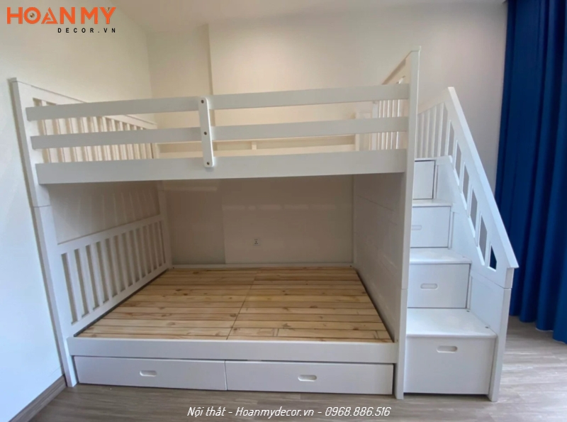Lắp đặt giường tầng gỗ công nghiệp màu trắng