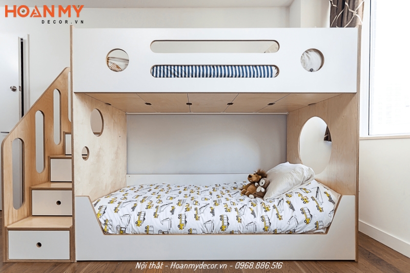Giường gỗ công nghiệp 2 tầng đẹp cho bé