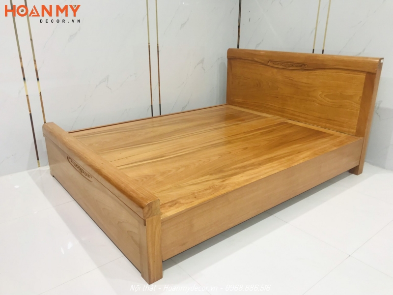 Thi công giường ngủ chất liệu gỗ Xoan Đào đơn giản mà đẹp
