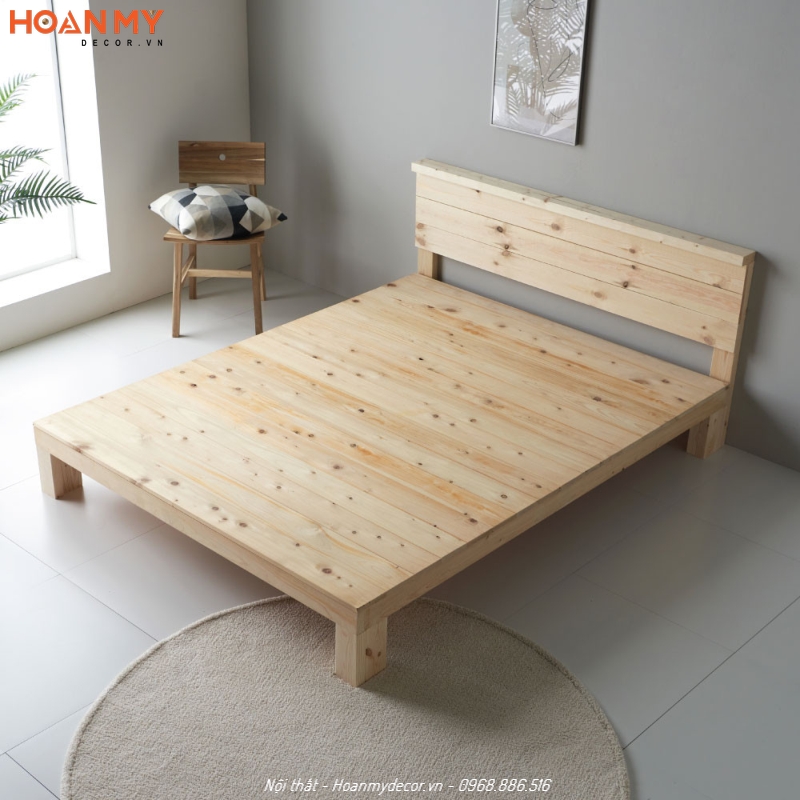 Mẫu giường gỗ tự nhiên đẹp nhất gỗ Thông