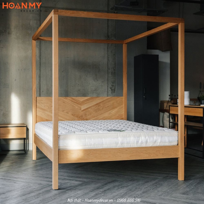 Mẫu giường gỗ tự nhiên hiện đại