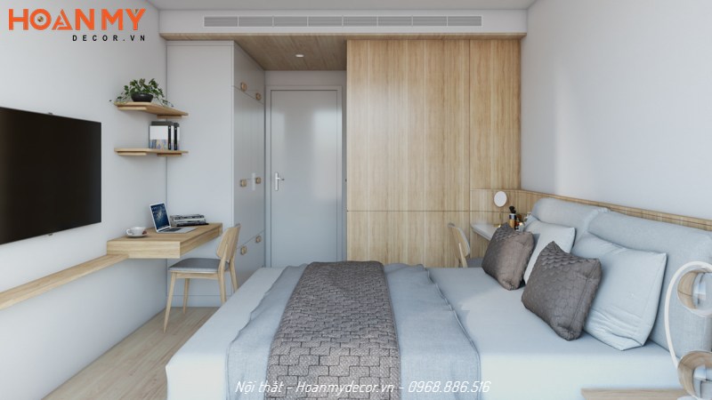 Mẫu thiết kế nội thất căn hộ 56m2 tối giản