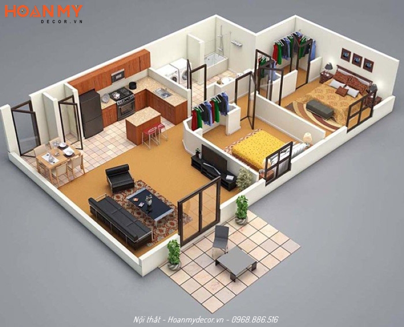 15 mẫu thiết kế nội thất chung cư 56m2 đẹp thịnh hành nhất