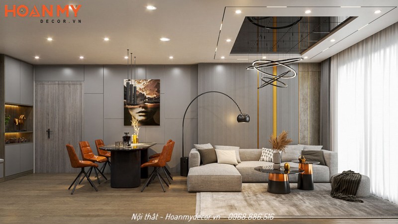 Thiết kế nội thất căn hộ chung cư 56m2 hiện đại