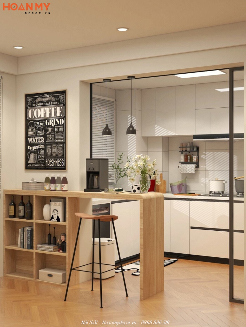 Thiết kế quầy bar cho căn hộ chung cư giúp tối ưu không gian sống
