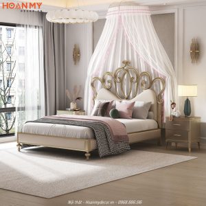Giường ngủ công chúa màu trắng phong cách Vintage