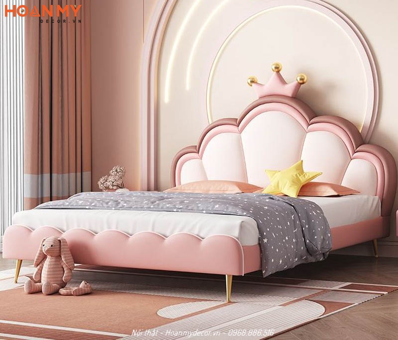 Giường công chúa màu hồng hiện đại