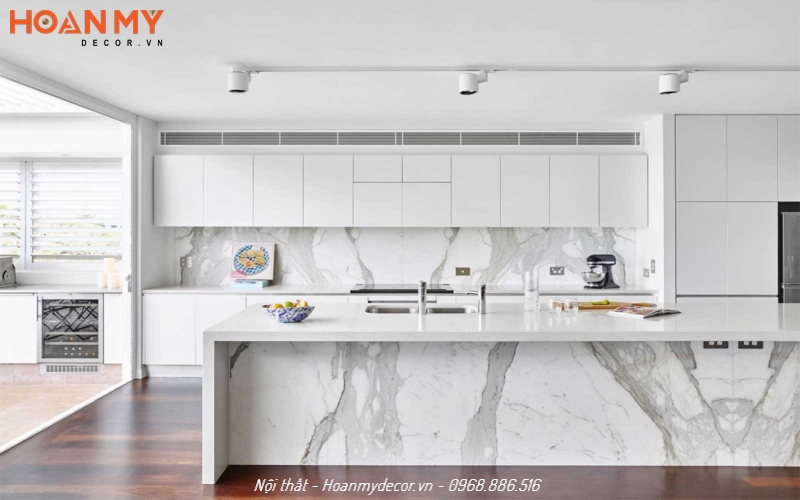 Mặt bàn bếp đá granite màu trắng