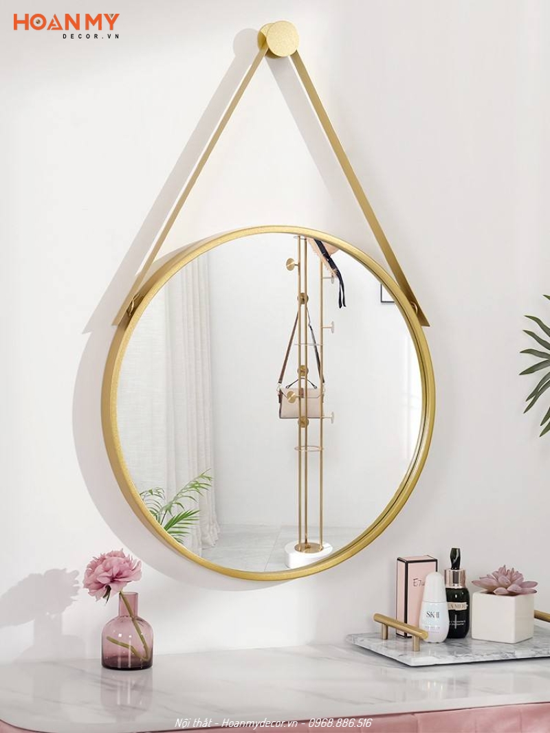Gương soi phòng tắm hình tròn treo tường tiết kiệm diện tích