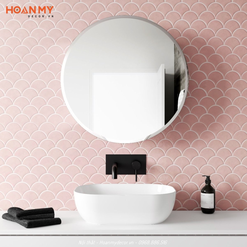Mẫu gương phòng tắm đẹp hình tròn hiện đại