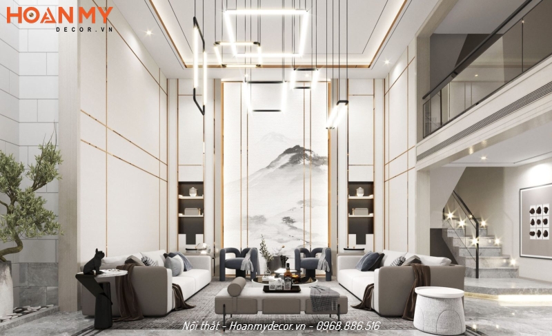 Phòng khách Luxury phong cách Đông Dương