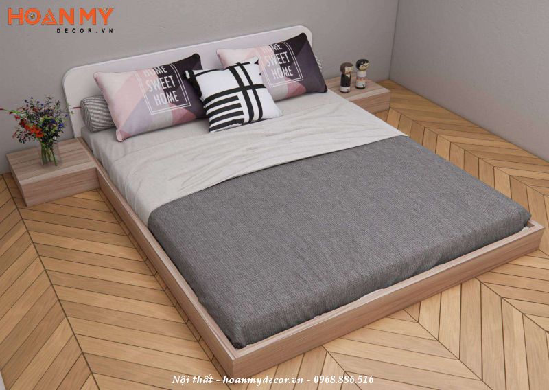 Mẫu giường bệt không chân tối giản