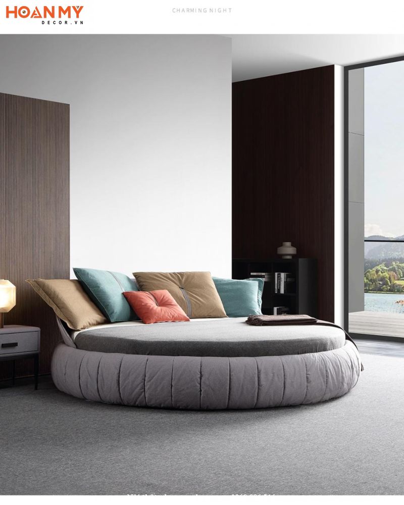 Mẫu giường tròn có thiết kế đơn giản nhưng vẫn rất tinh tế và sang trọng