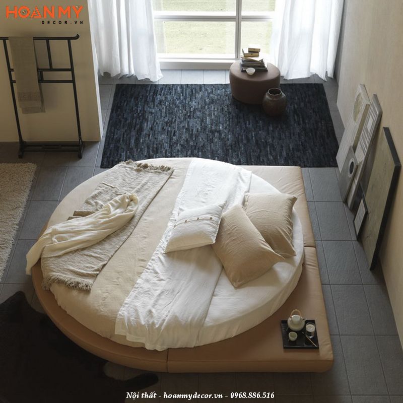 Mẫu giường tròn theo phong cách tối giản
