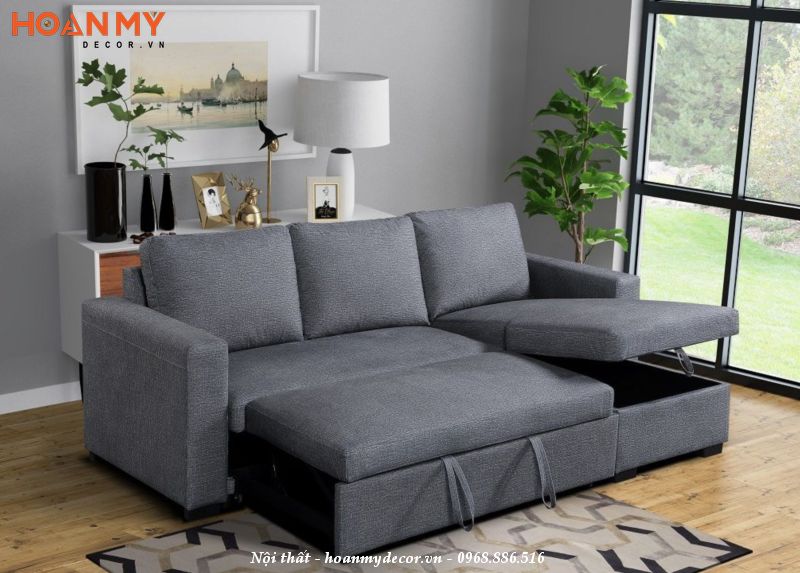 Mẫu giường ngủ thông minh kết hợp sofa màu đen thanh lịch