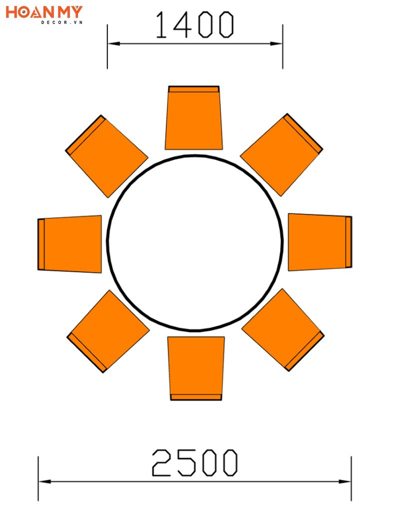 Kích thước bàn ăn tròn cho 8 người