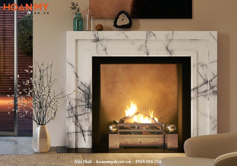 Lò sưởi bằng đá marble đẹp hiện đại