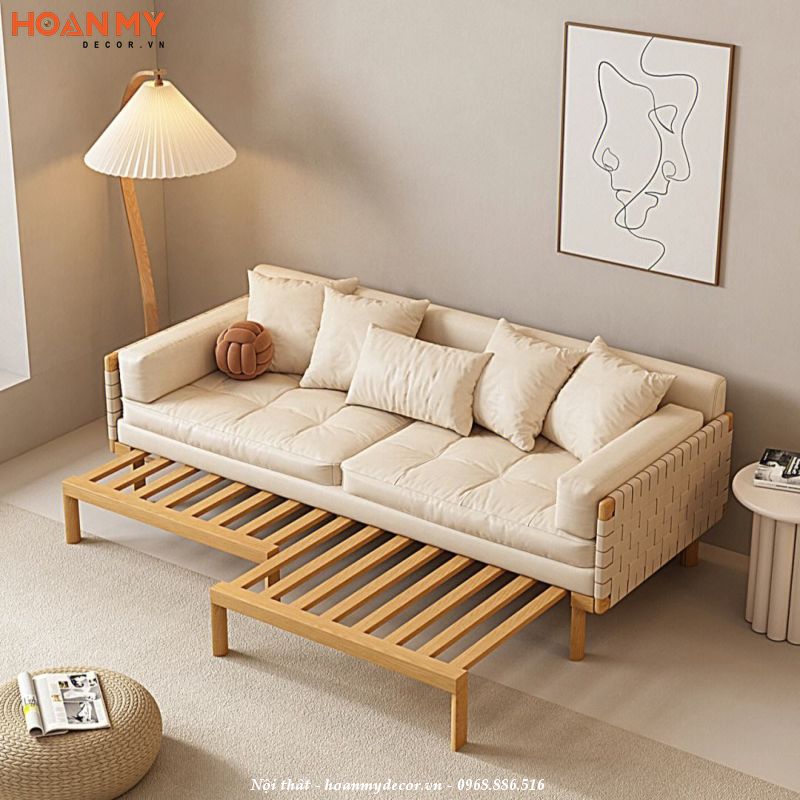 Ghế sofa chất liệu tự nhiên bọc nệm êm ái