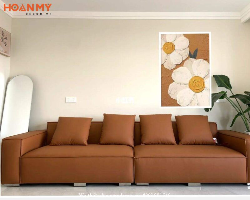 Mẫu trang trí vách sau sofa đẹp kết hợp tranh trang trí đẹp phong cách hiện đại