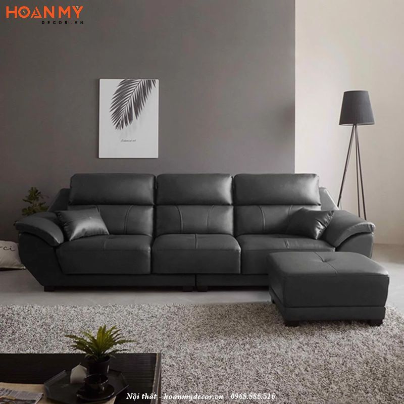 Ghế sofa da màu đen phong cách tối giản