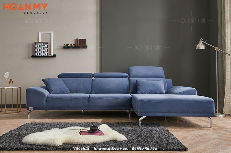 Sofa da lộn màu xanh dương