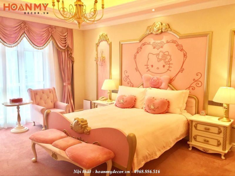 Mẫu thiết kế phòng ngủ Hello Kitty đẹp cho bé gái