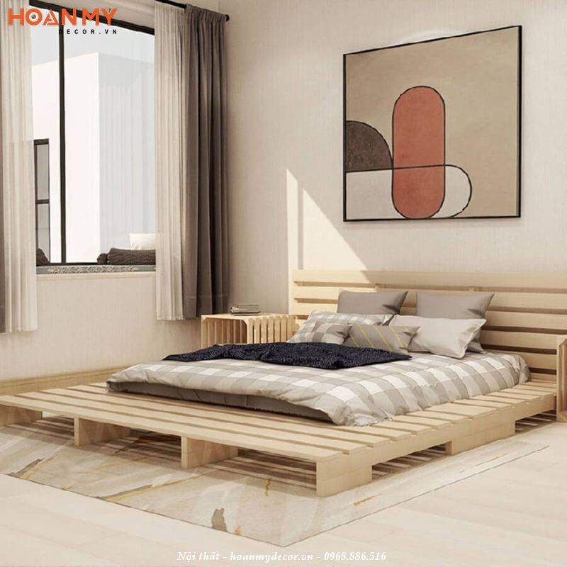 Giường ngủ Pallet gỗ Thông kiểu Hàn