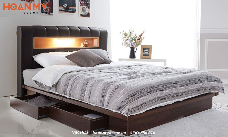 Giường ngủ kiểu Hàn Quốc có ngăn kéo để đồ tiện lợi