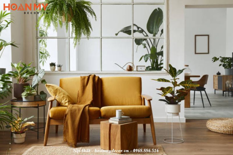 Sofa văng scandinavian tối giản màu vàng