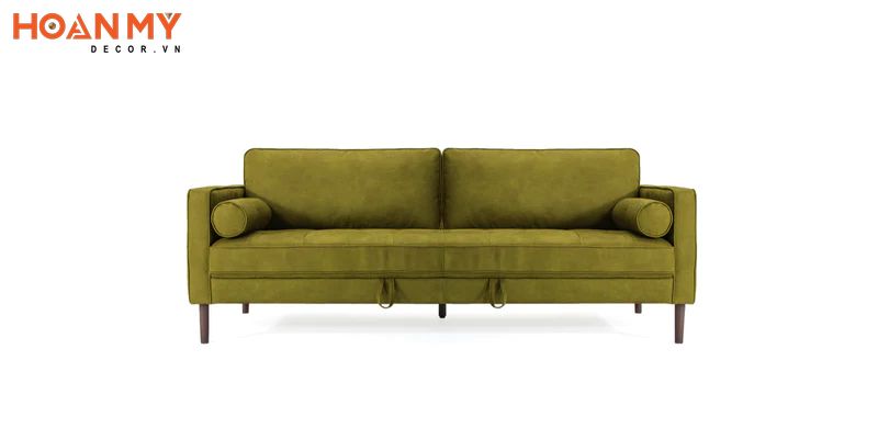 Thi công sofa văng màu xanh rêu 