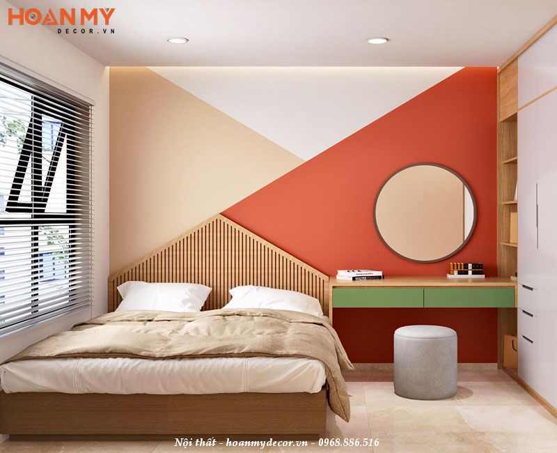 Mẫu thiết kế phòng ngủ theo phong cách Color Block
