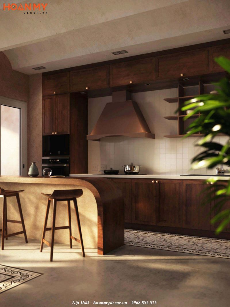 Mẫu thiết kế nội thất phòng bếp theo phong cách organic